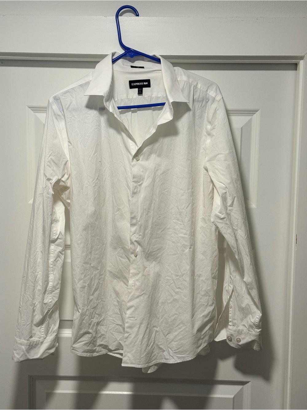 Express Men's White Button-Up Slim Dress Shirt